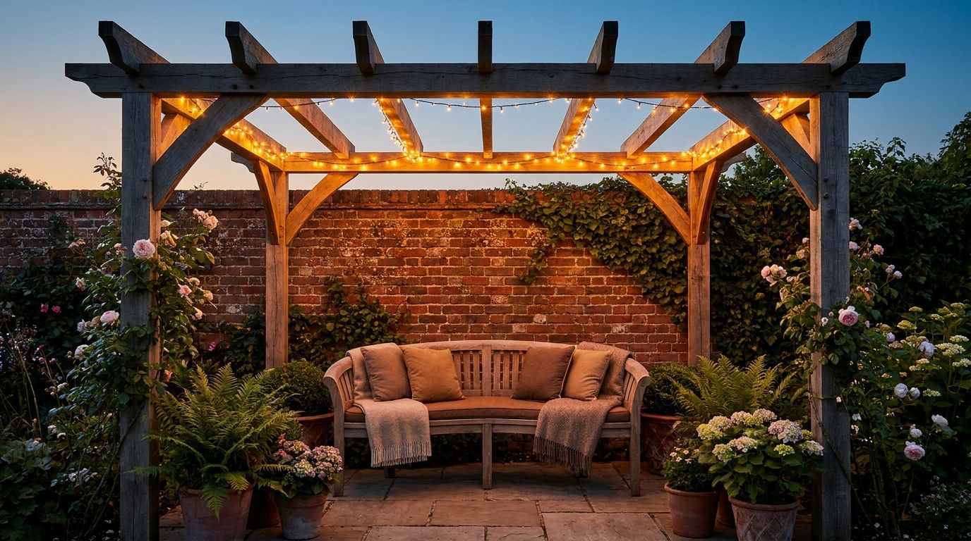 Garden lighting at dusk